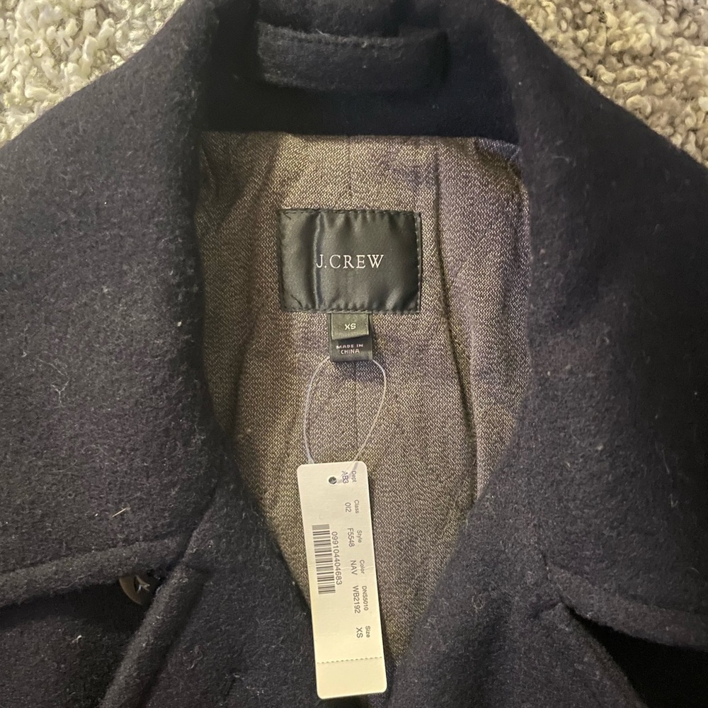 NWT J CREW DOCK PEACOAT MENS XS NAVY BLUE - Picture 3 of 5